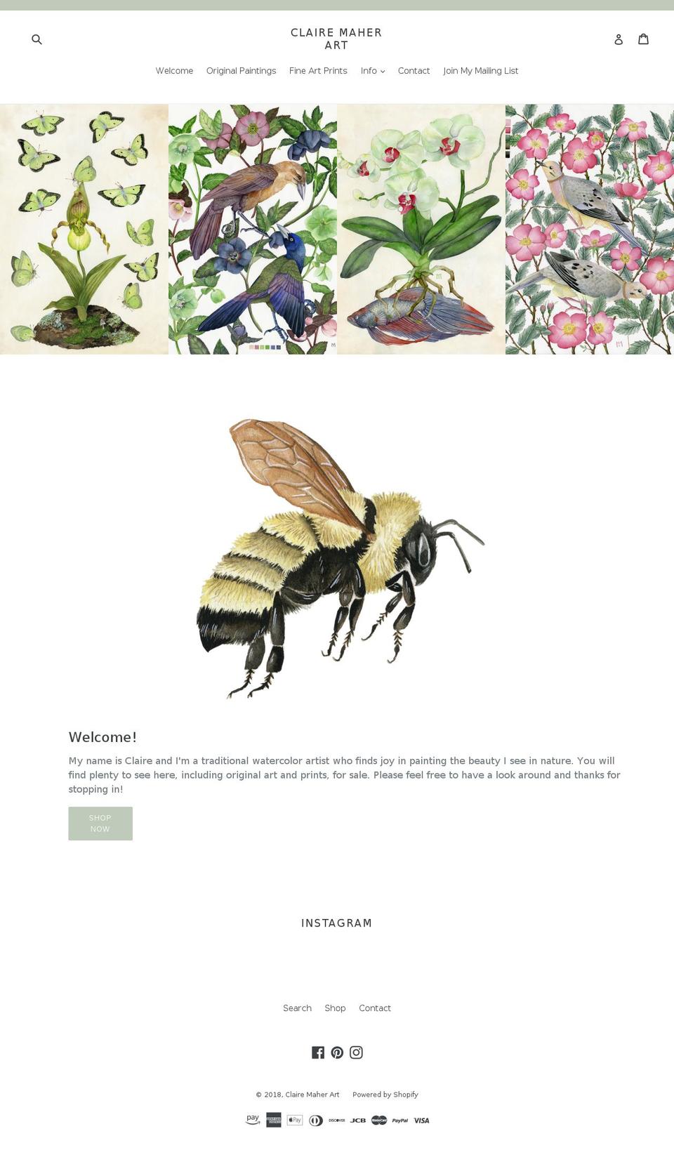 jclairemaher.com — Shopify storefront screenshot