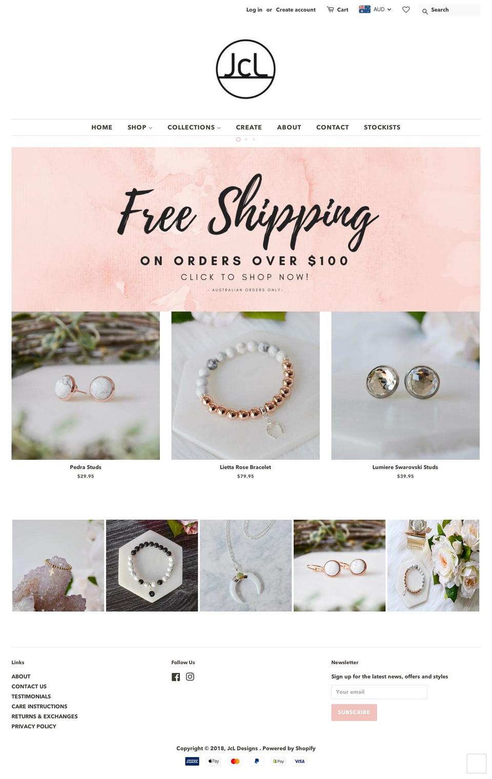 jcldesigns.com.au shopify website screenshot