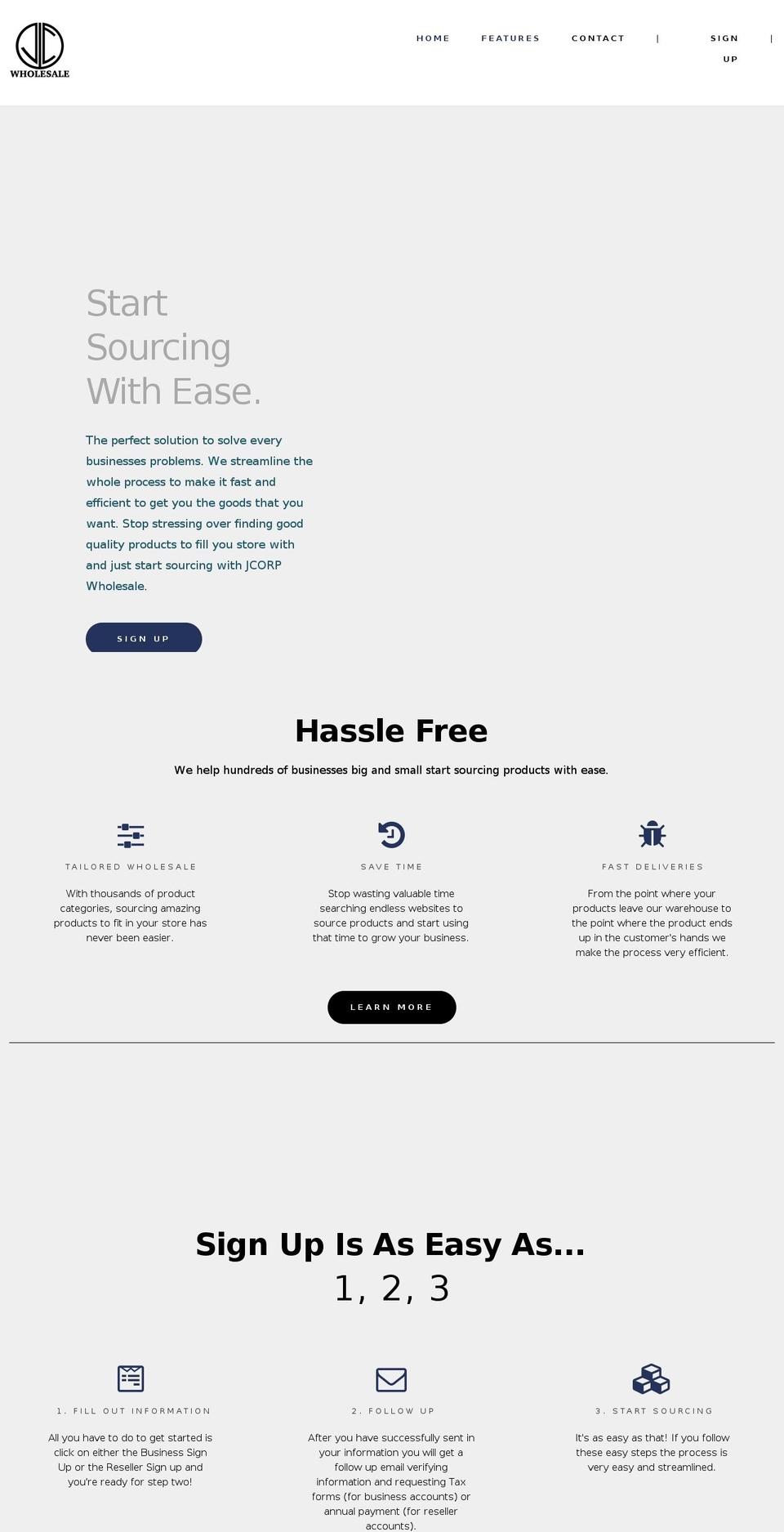 jcorpwholesale.com shopify website screenshot
