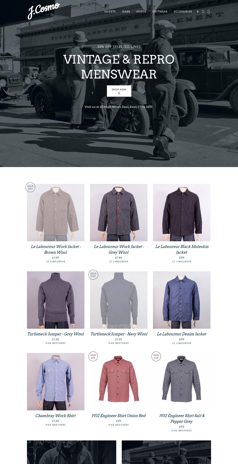 jcosmo.co.uk shopify website screenshot