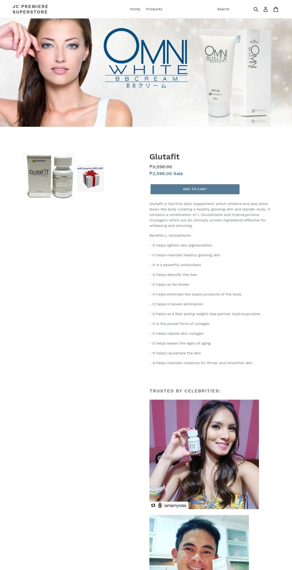 jcpremiereproducts.com shopify website screenshot