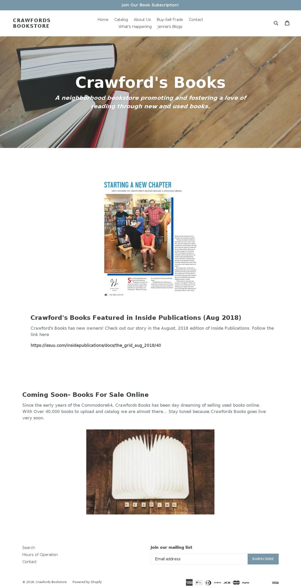 jcrawfordbooks.com — Shopify storefront screenshot
