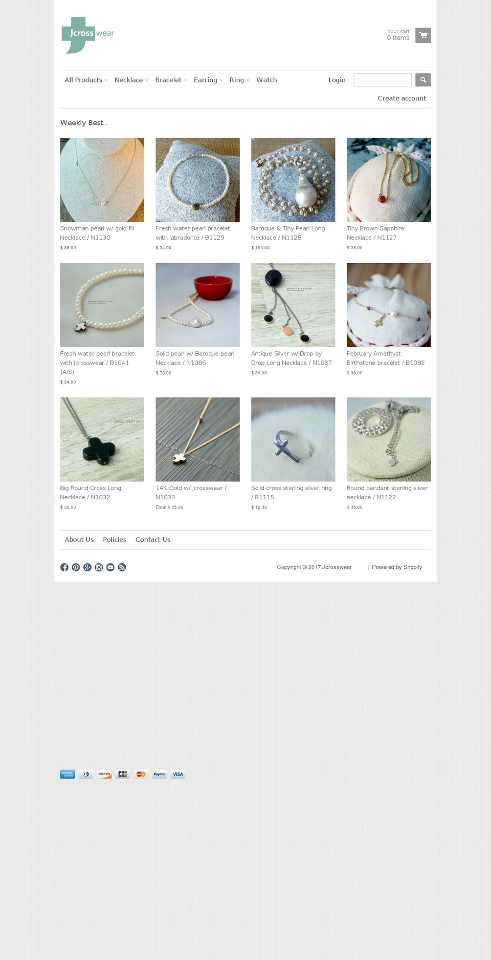jcrosswear.com shopify website screenshot