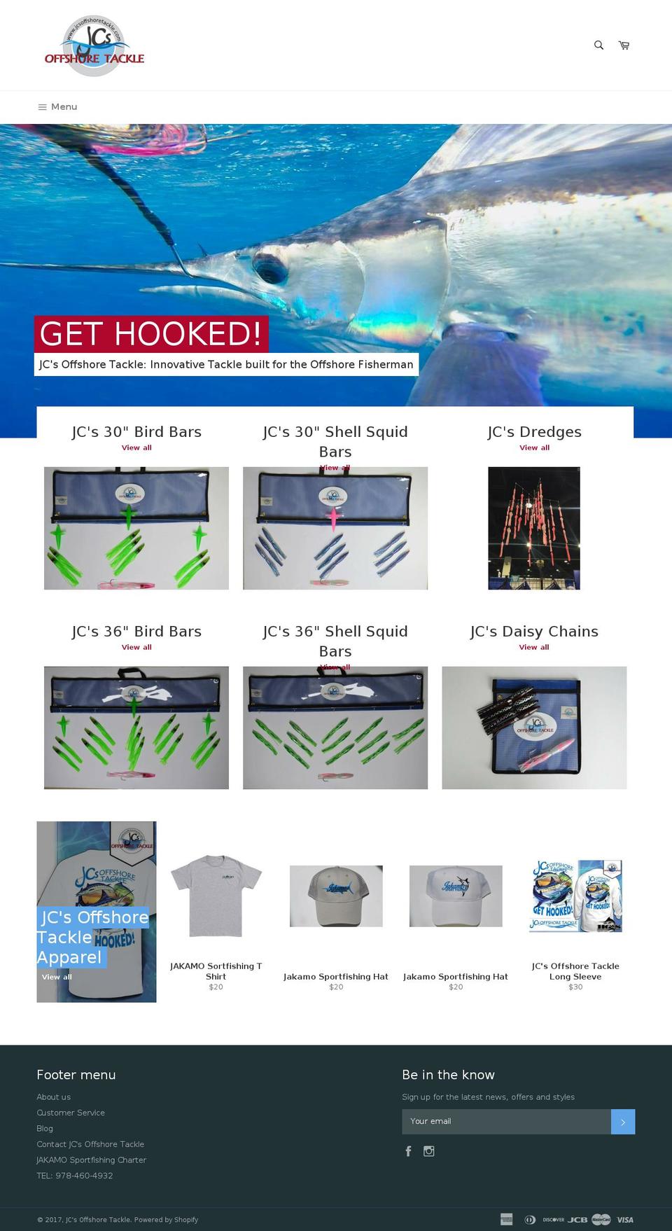 jcsoffshoretackle.com shopify website screenshot