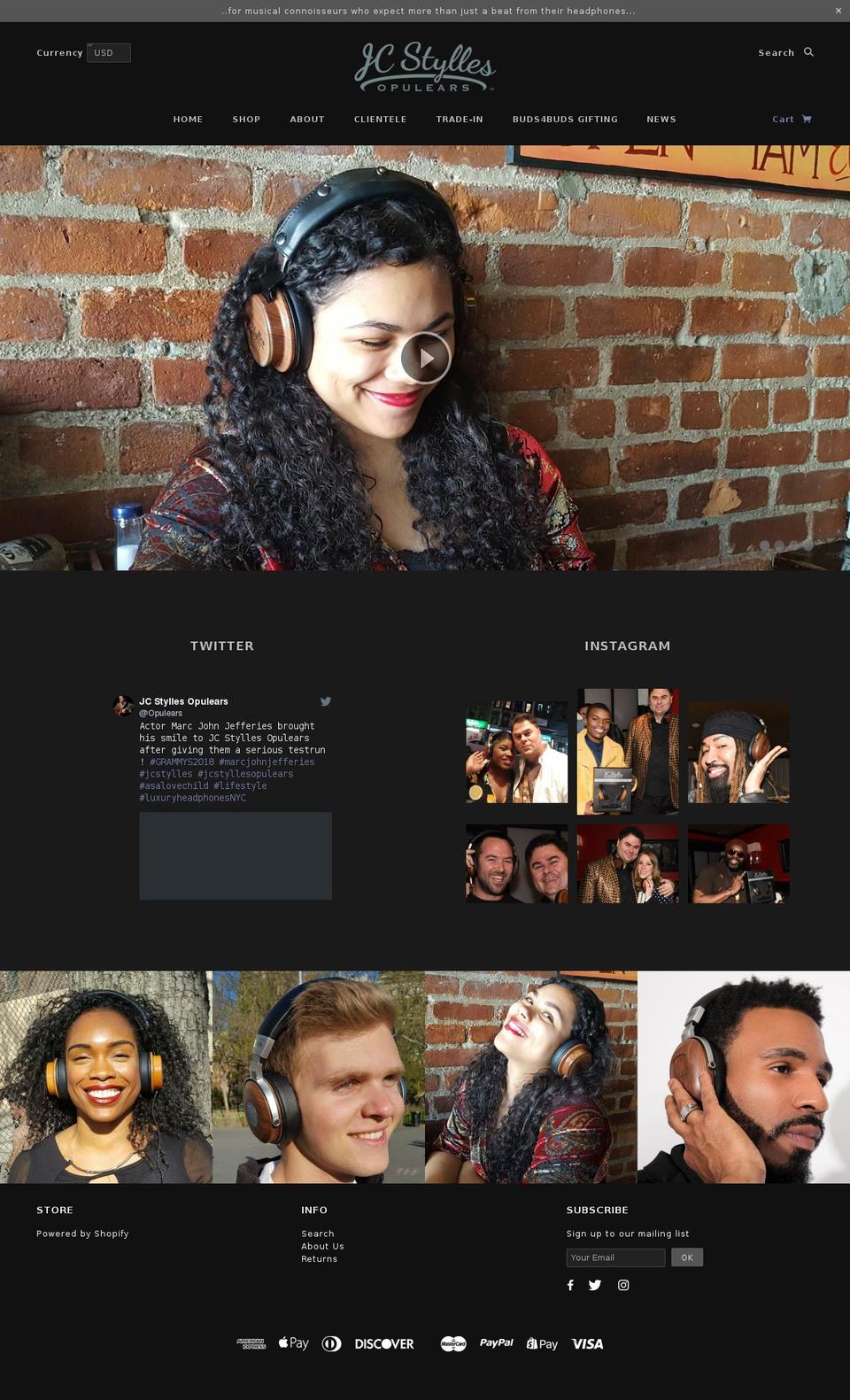 jcstyllesopulears.com — Shopify storefront screenshot