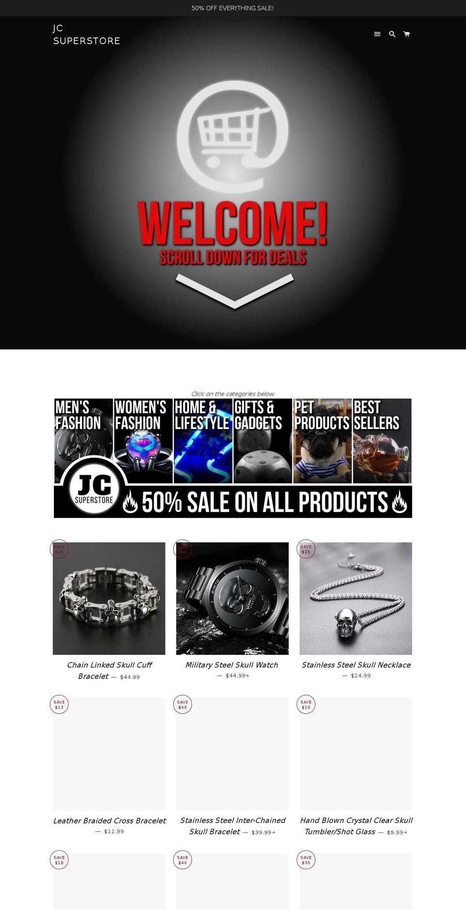 jcsuperstore.com — Shopify storefront screenshot