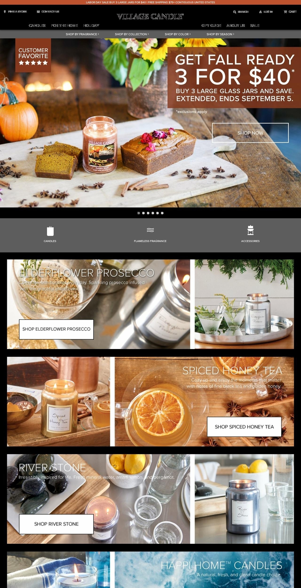 jcvillagecandle.com — Shopify storefront screenshot