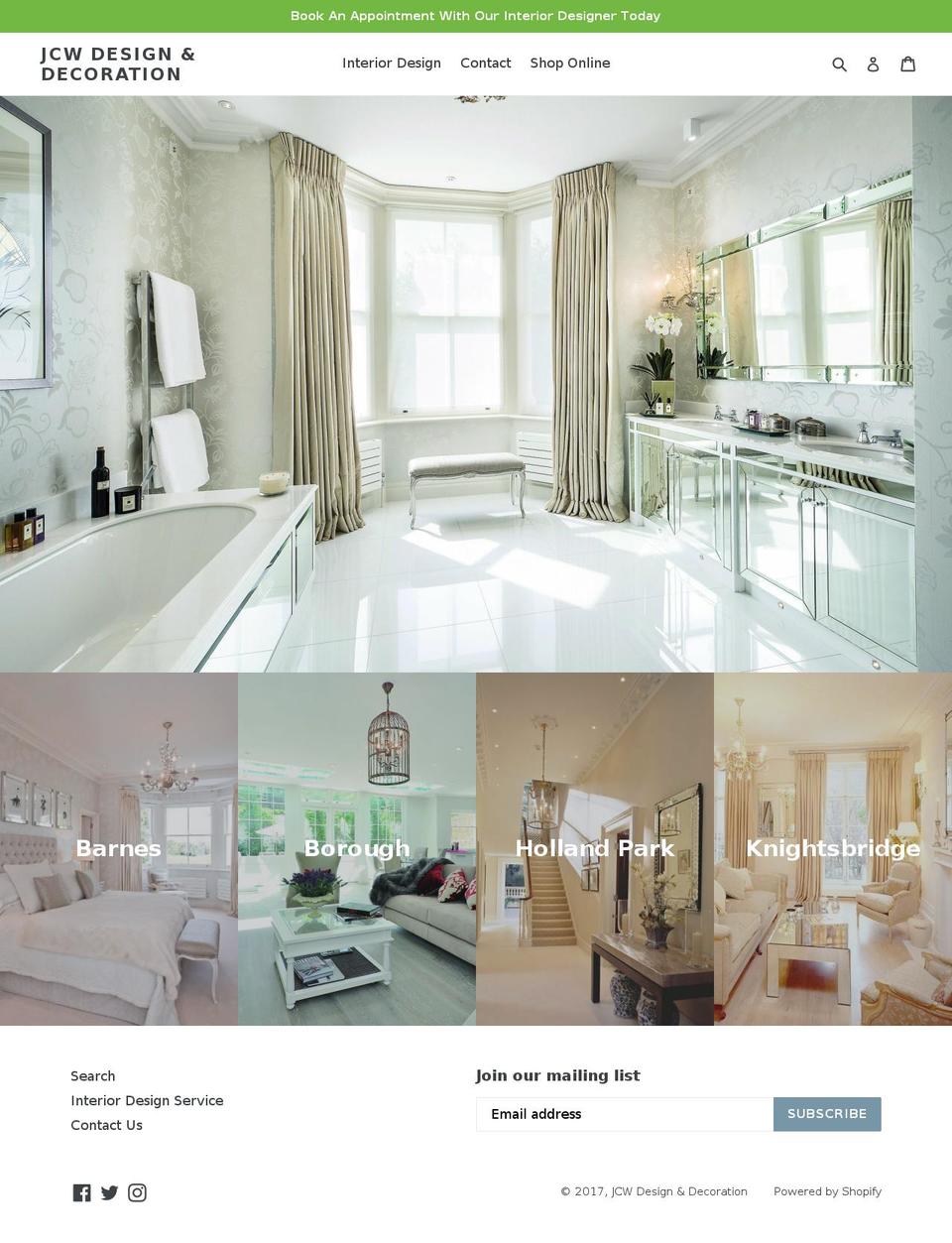 jcwdesigndecoration.com shopify website screenshot