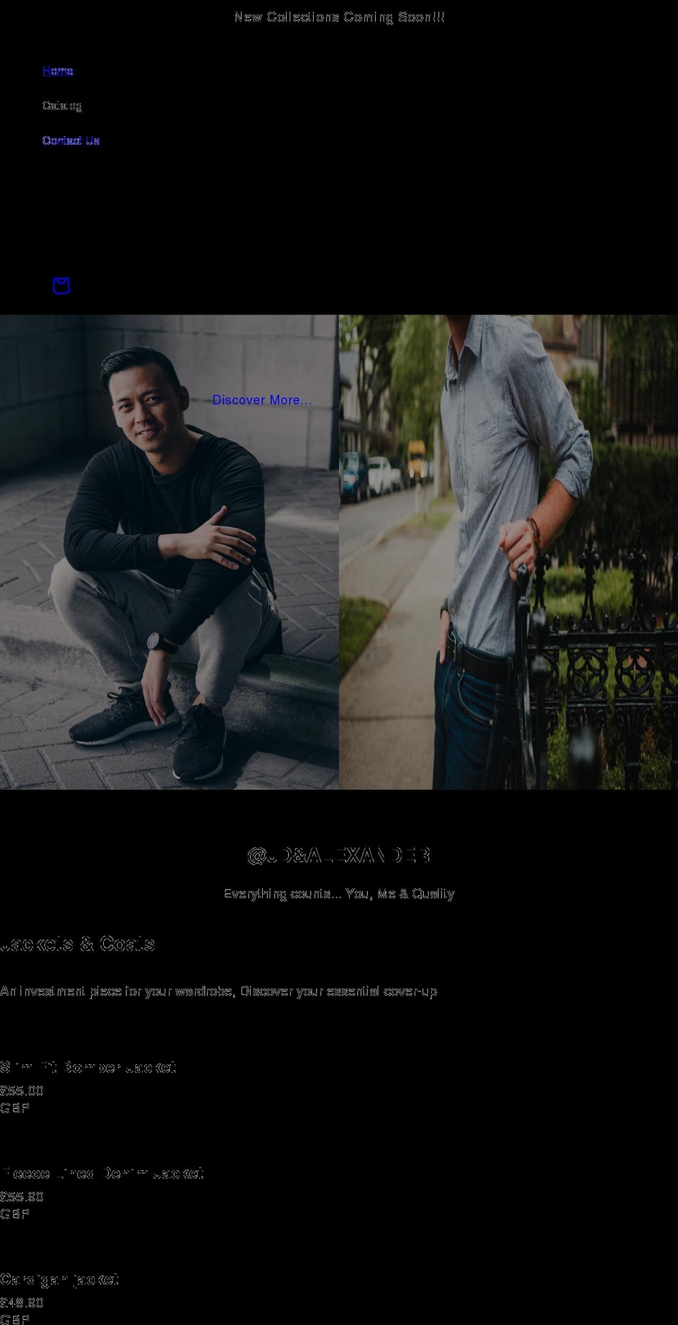 jdandalexander.com shopify website screenshot