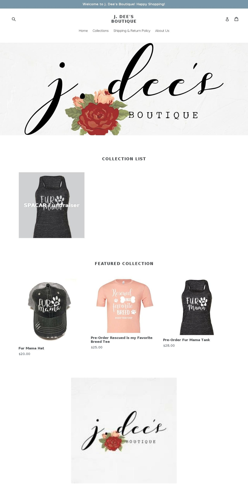 jdeesboutique.com — Shopify storefront screenshot