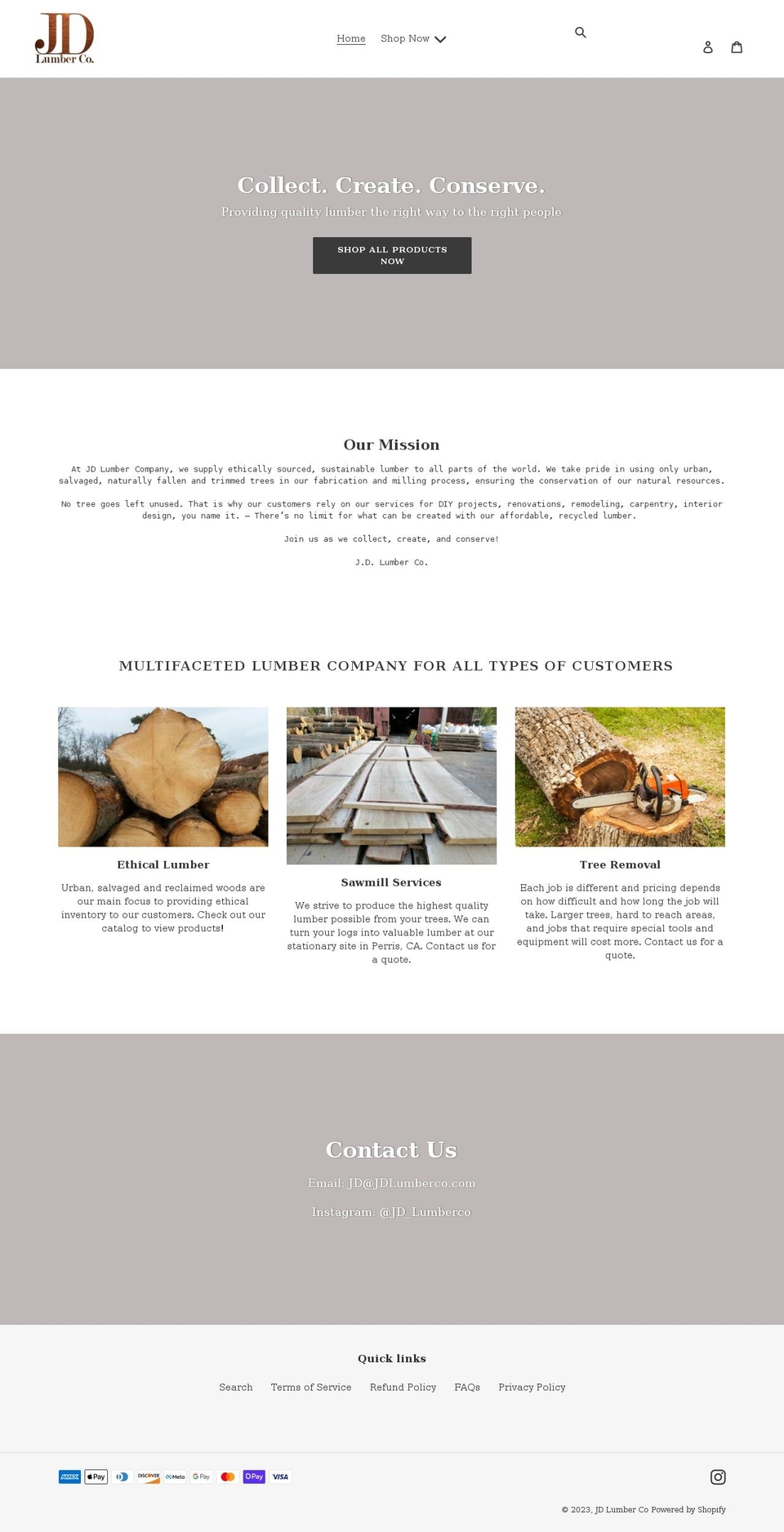 jdlumberco.com shopify website screenshot