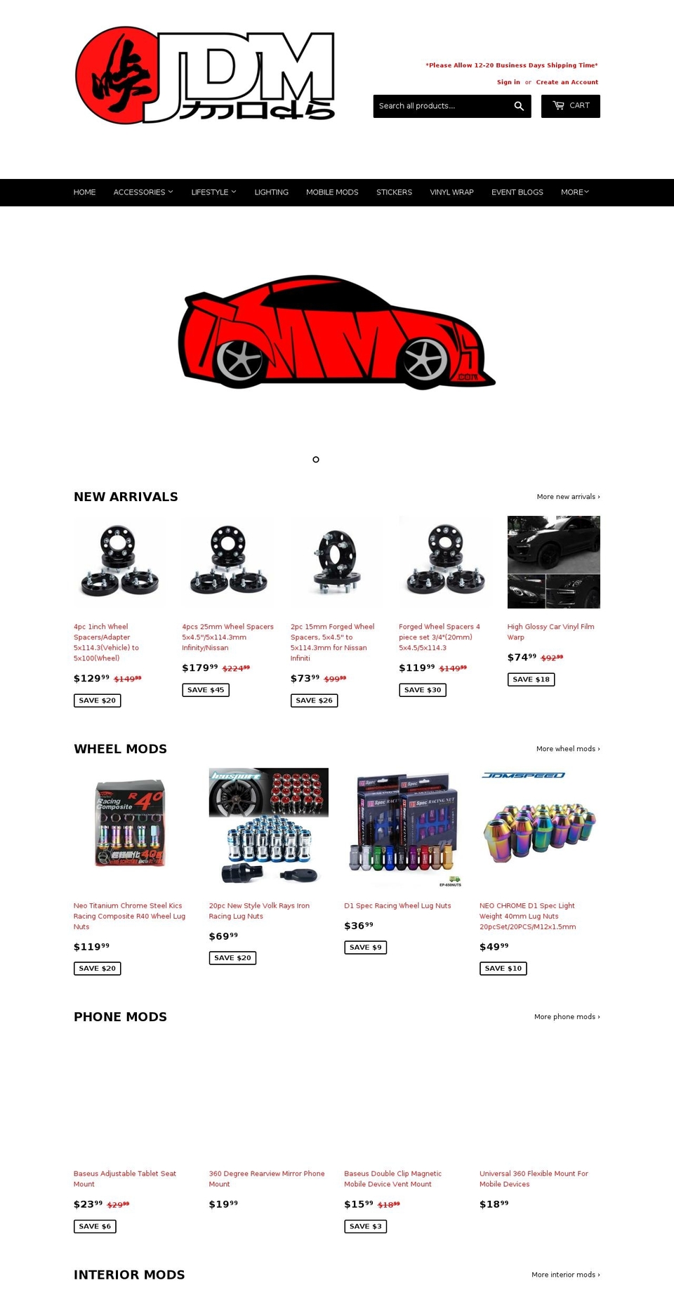 jdmmods.com — Shopify storefront screenshot