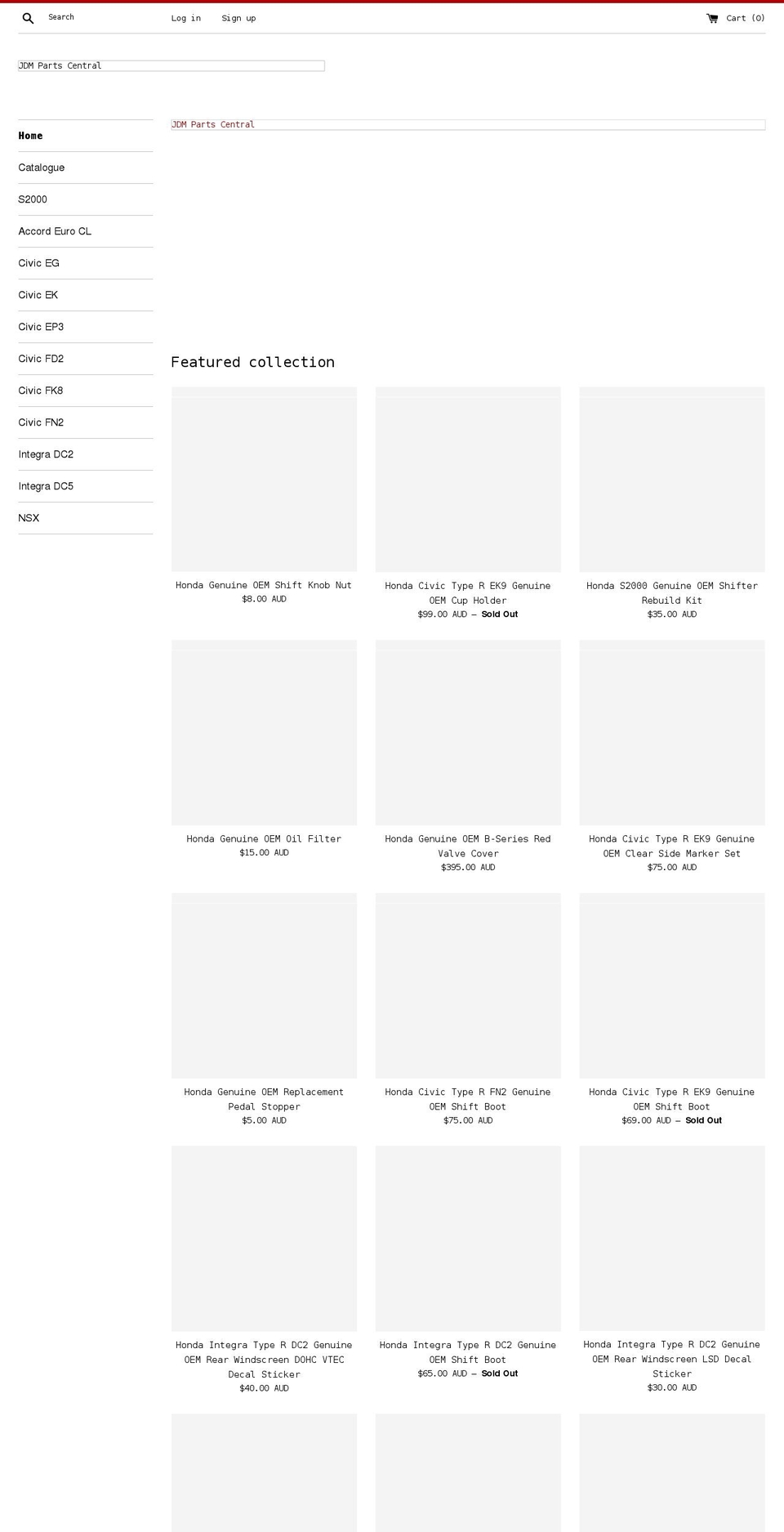 jdmpartscentral.com shopify website screenshot