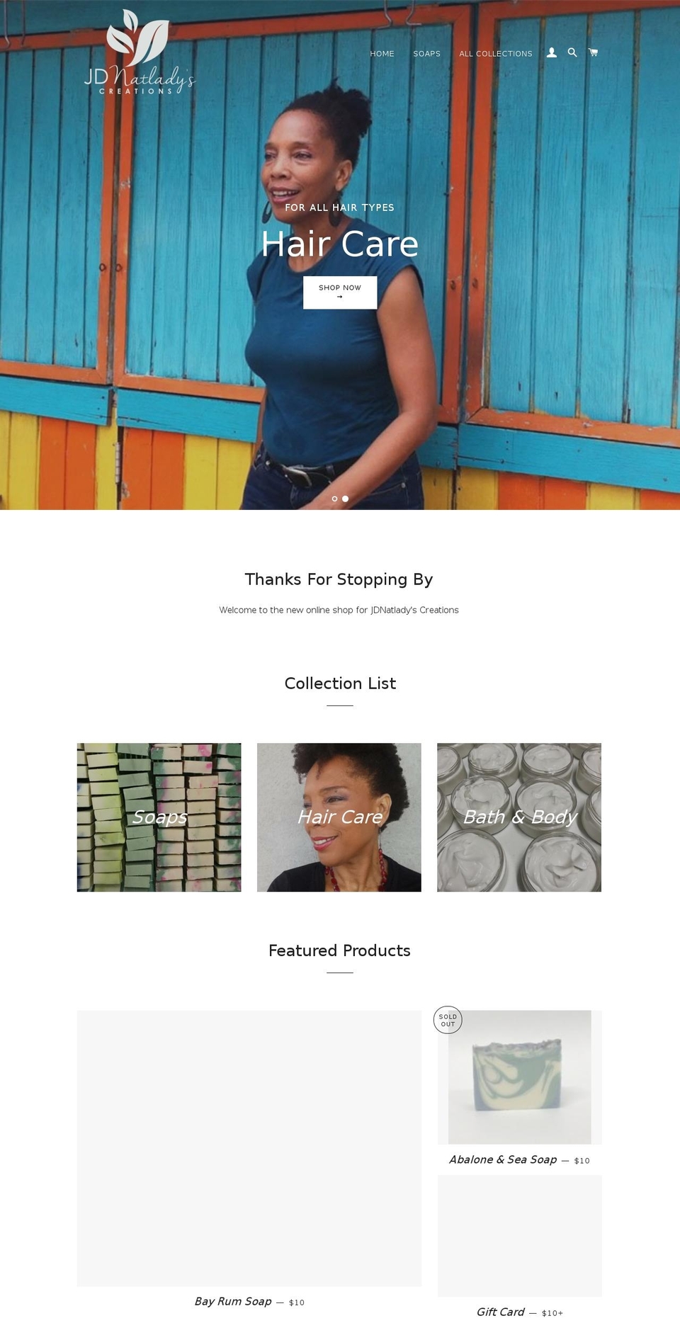 jdnatladyscreations.com shopify website screenshot