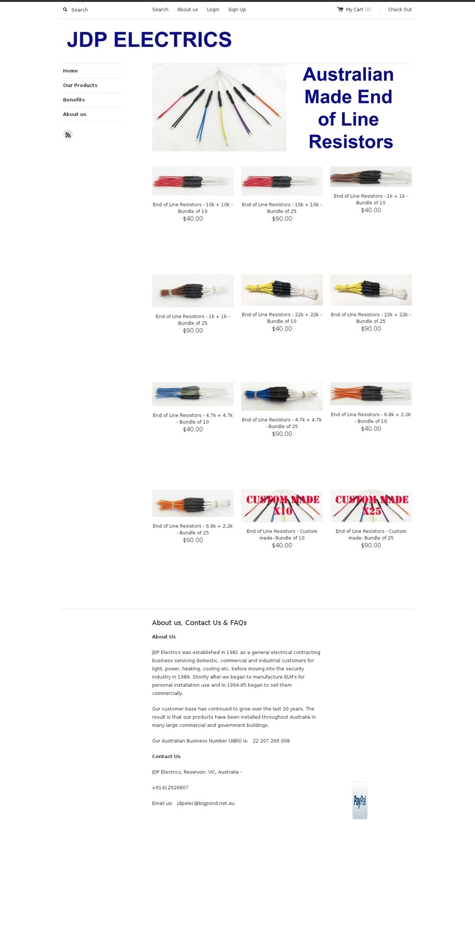 jdpelectrics.com shopify website screenshot