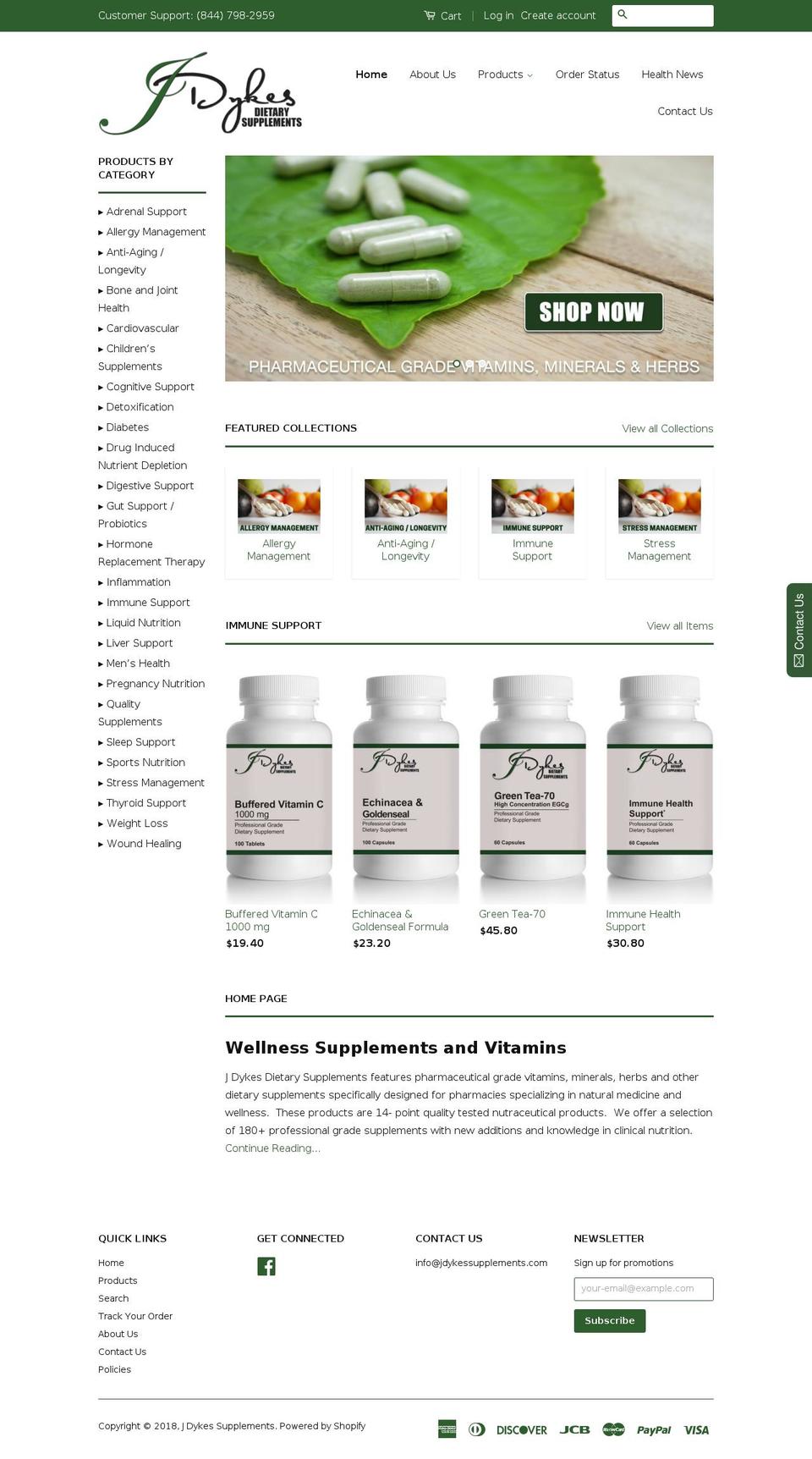 jdykessupplements.com — Shopify storefront screenshot