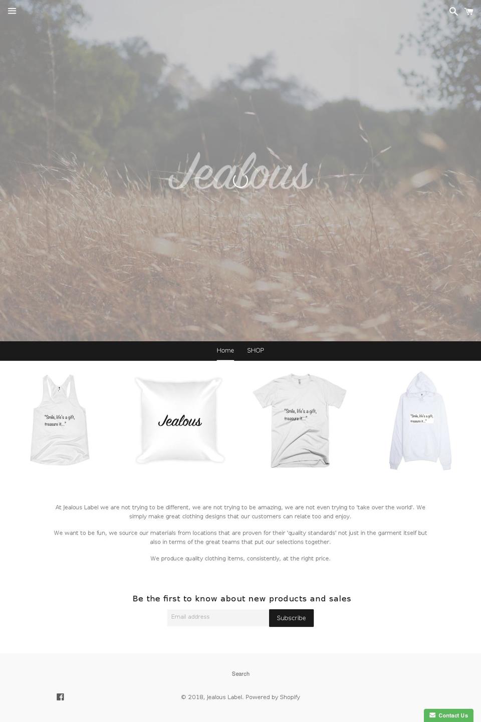 jealouslabel.com shopify website screenshot