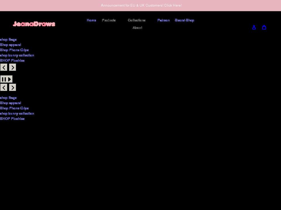 jeanadraws.com shopify website screenshot