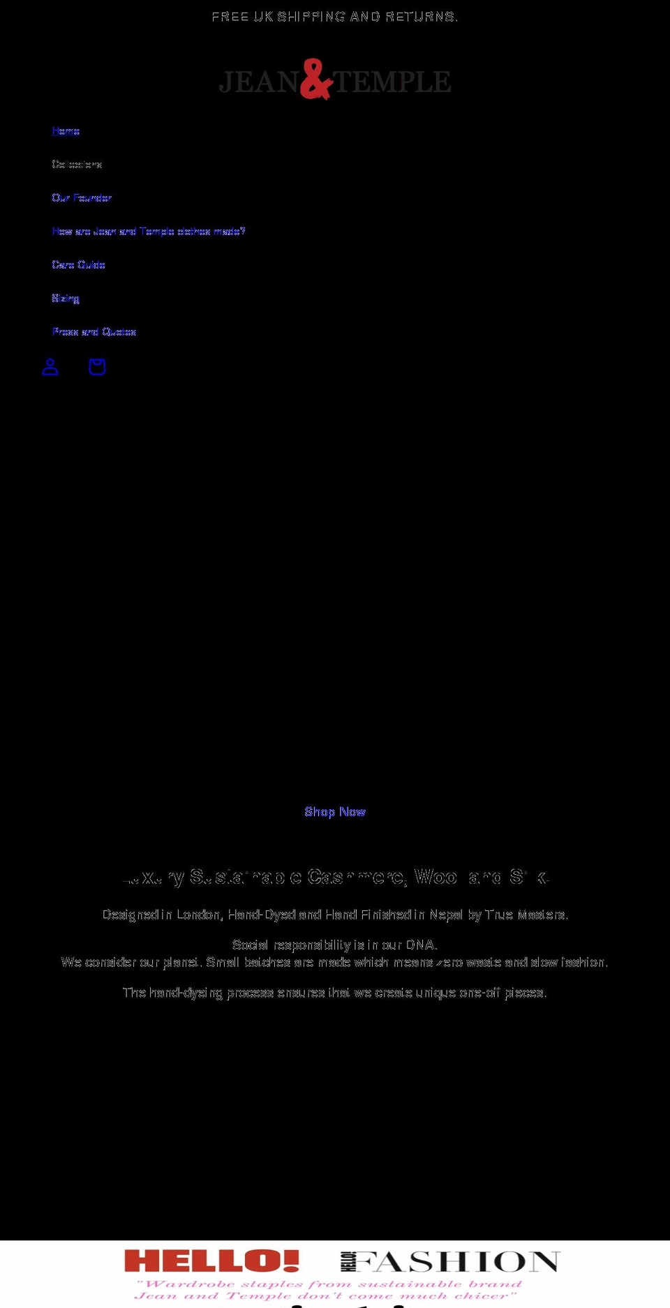 jeanandtemple.com shopify website screenshot