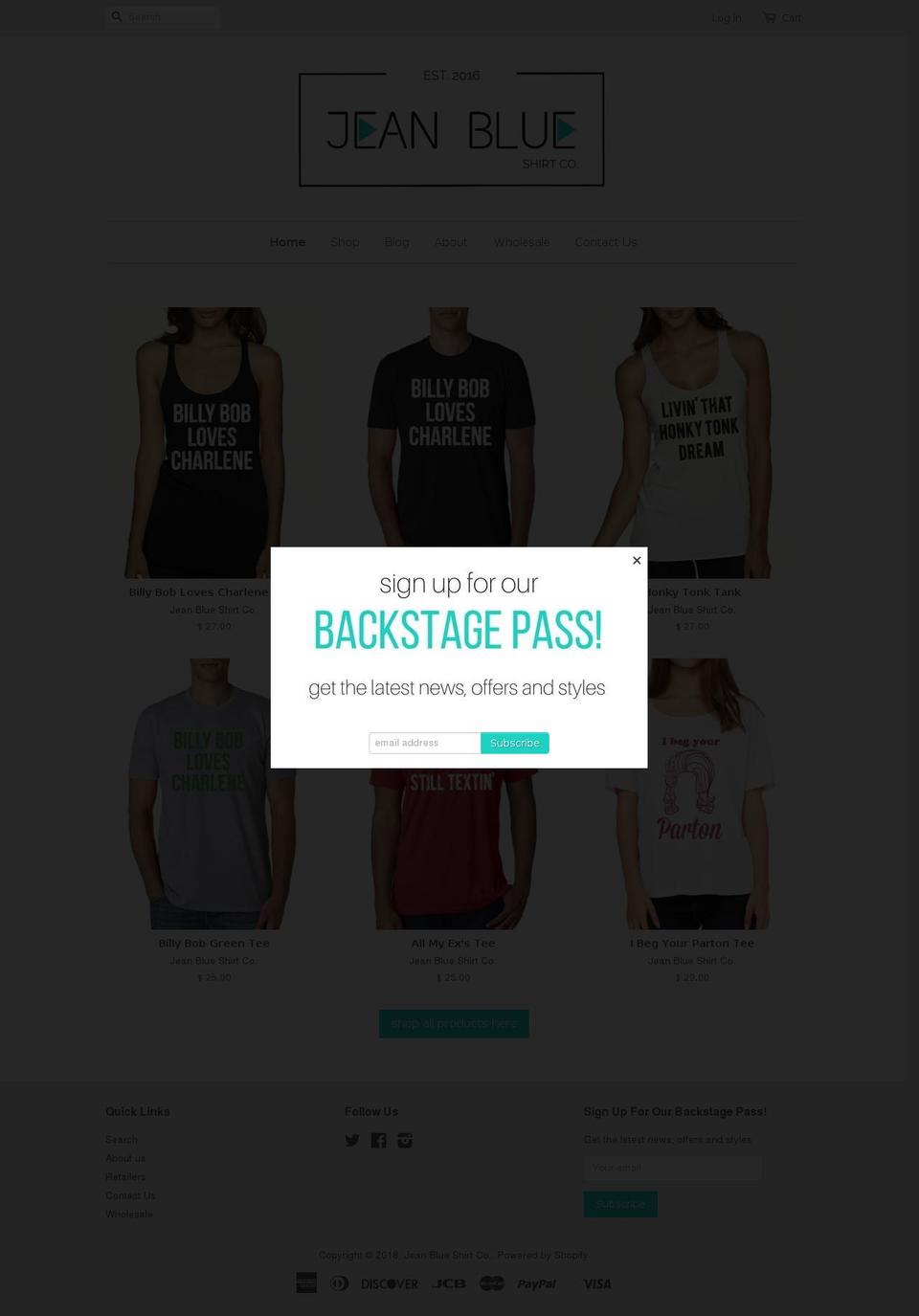 jeanblueshirtco.com — Shopify storefront screenshot