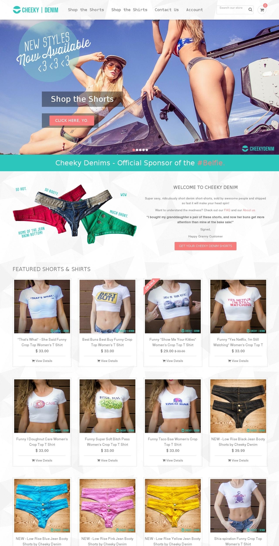 funity Shopify theme site example jeanbootyshorts.com