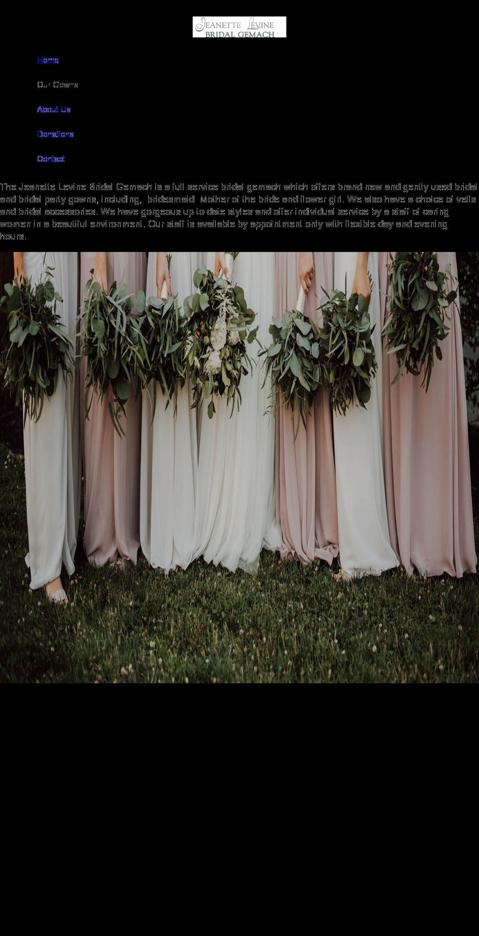 jeanettelevinebridalgemach.com shopify website screenshot