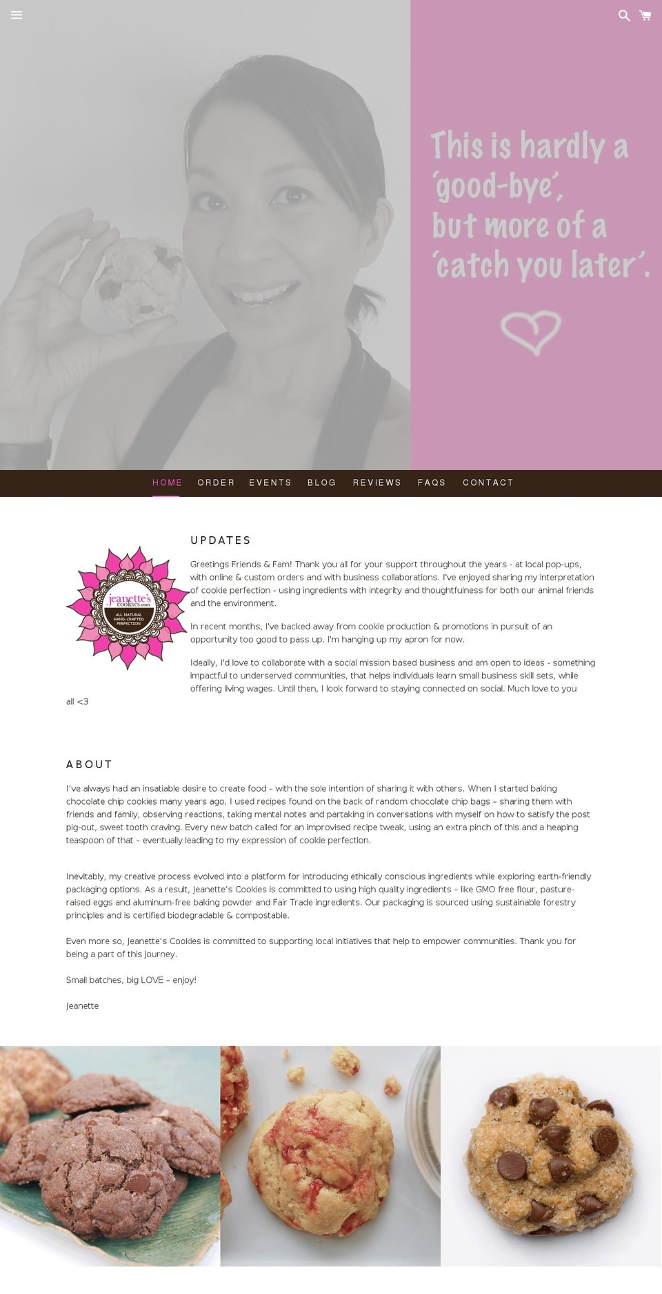 jeanettescookies.com — Shopify storefront screenshot