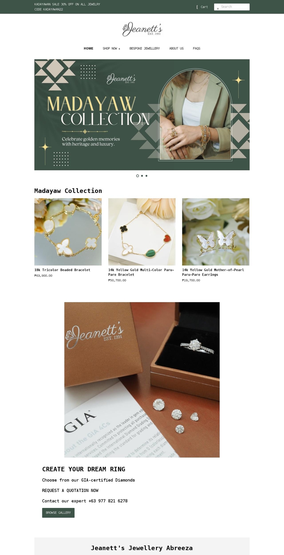 jeanettsjewelleryph.com shopify website screenshot