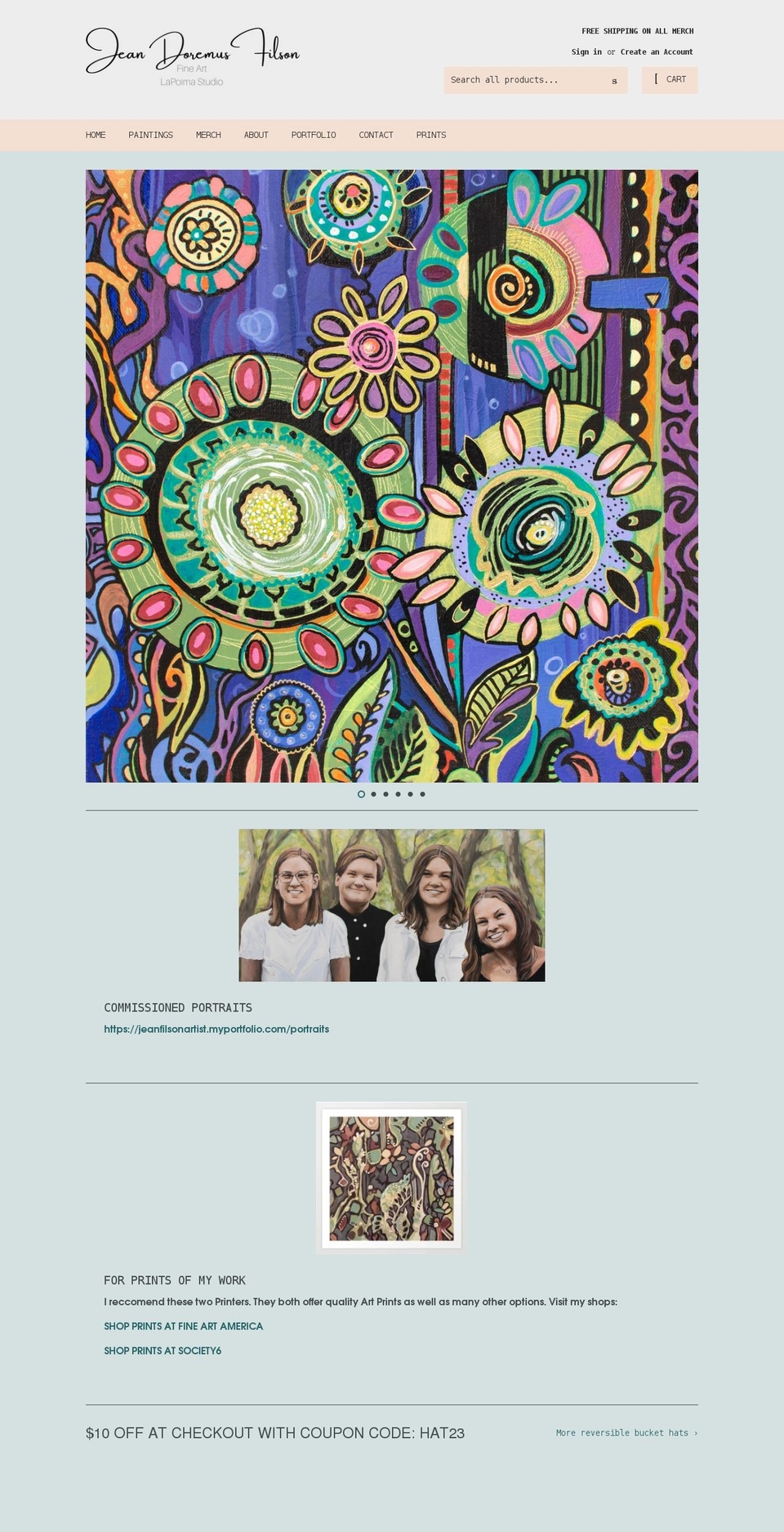 jeanfilsonartist.com shopify website screenshot