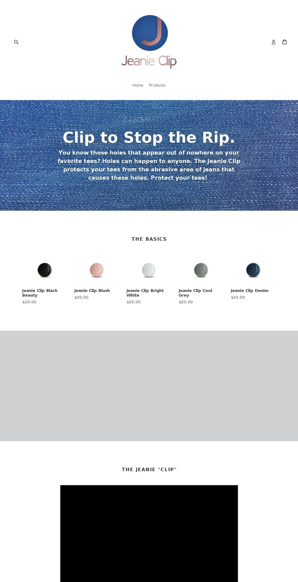 jeanieclip.com — Shopify storefront screenshot
