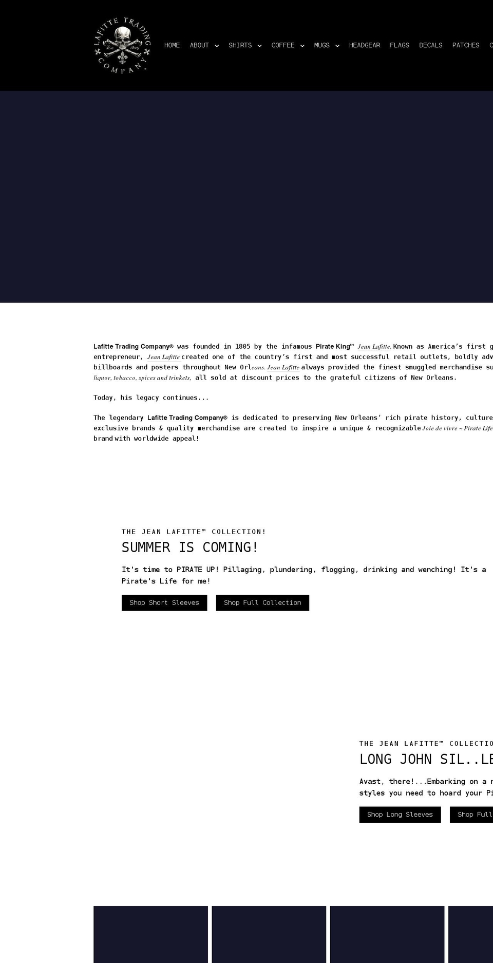 jeanlafitteclothing.com shopify website screenshot