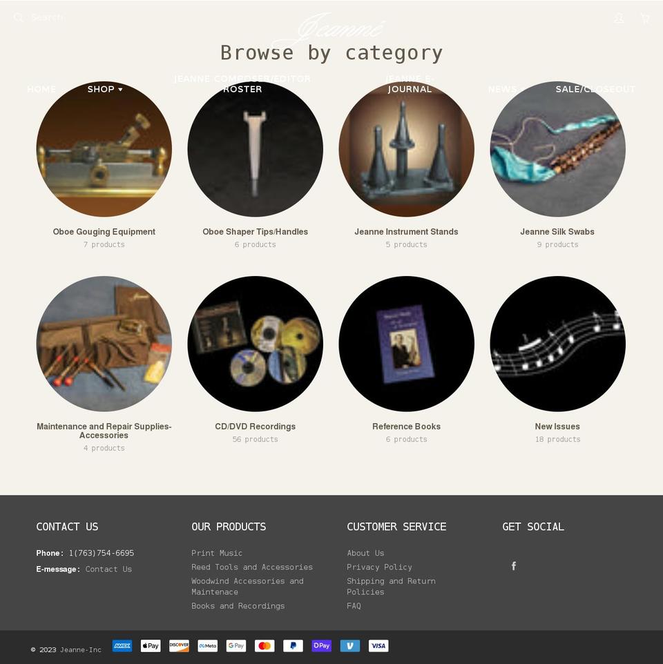 jeanne-inc.com shopify website screenshot