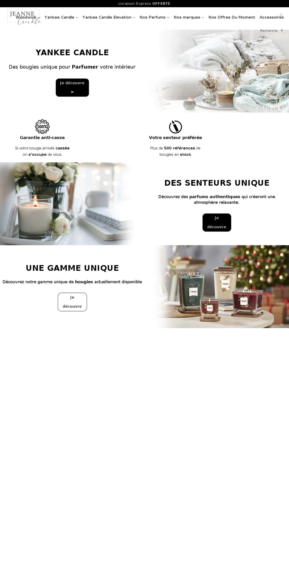 jeannecandle.com shopify website screenshot