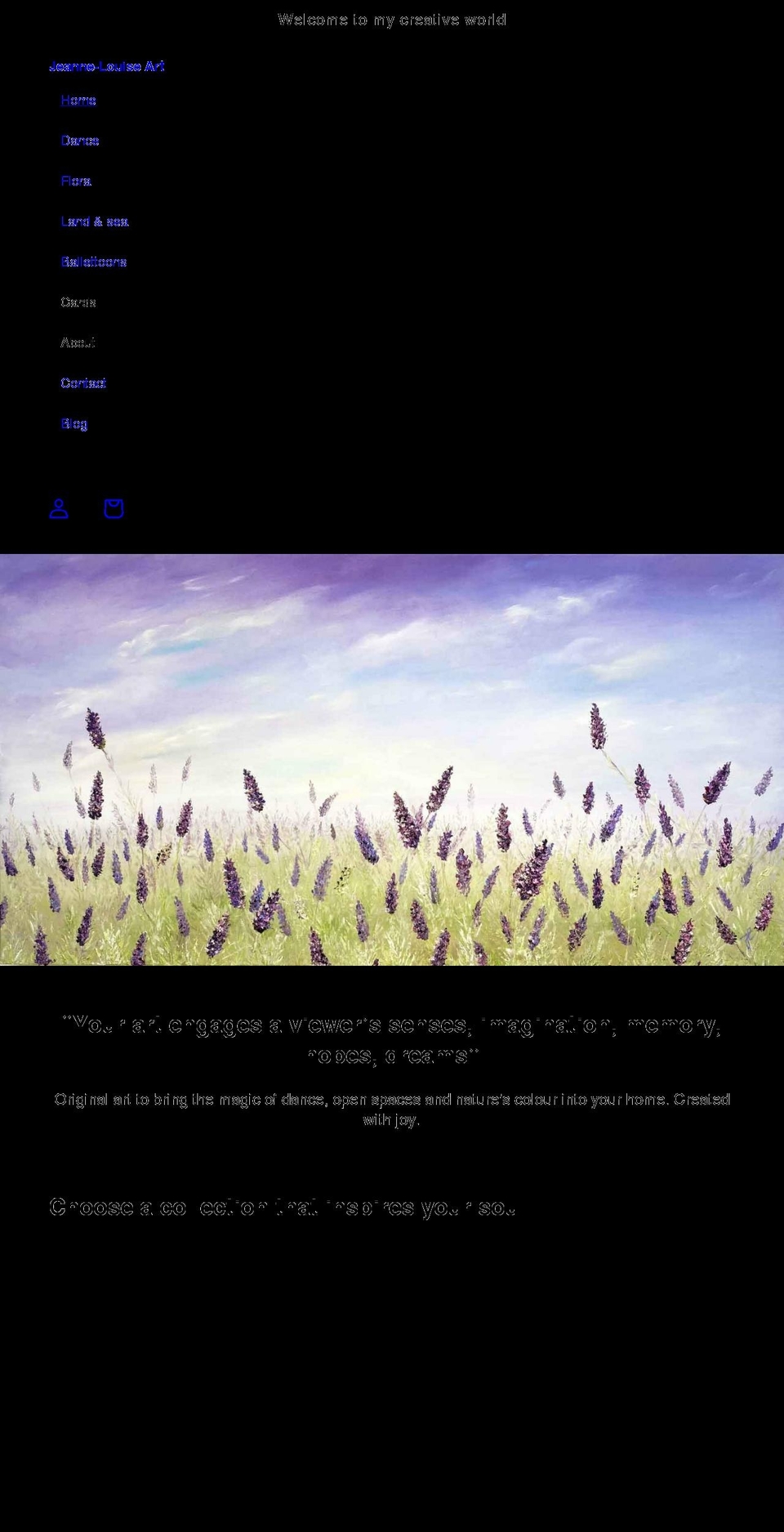 jeannelouiseart.co.uk shopify website screenshot