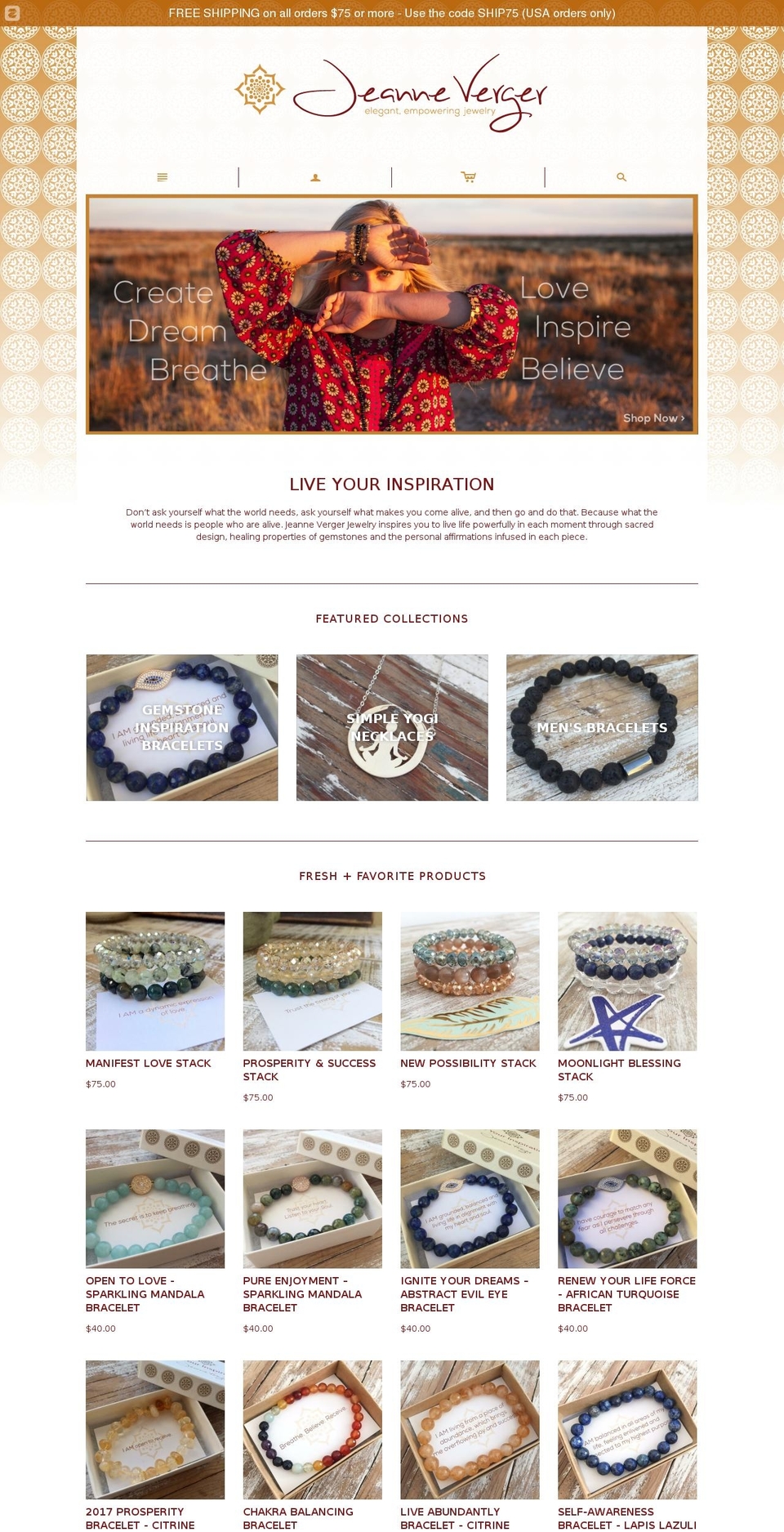 jeannevergerjewelry.com shopify website screenshot