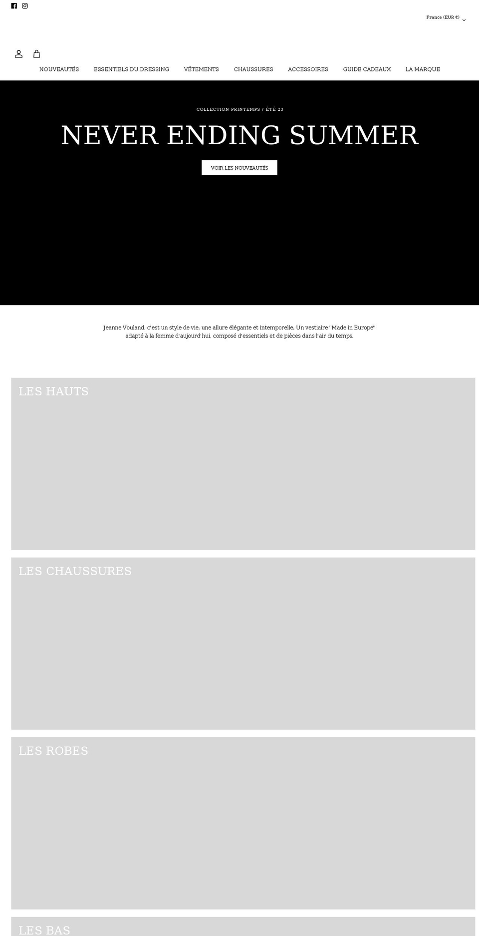 jeannevouland.com shopify website screenshot