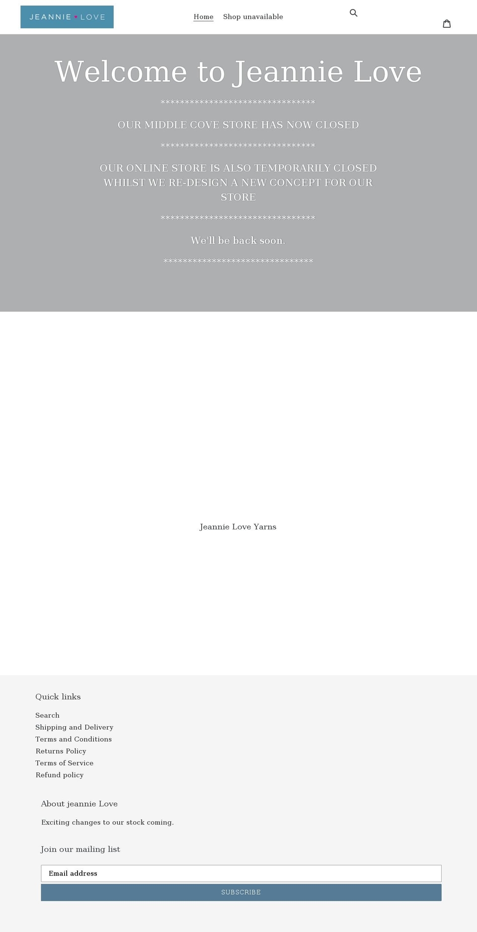 jeannielove.com.au shopify website screenshot