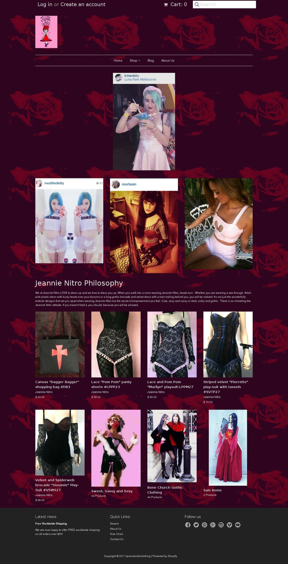 jeannienitroclothing.com shopify website screenshot