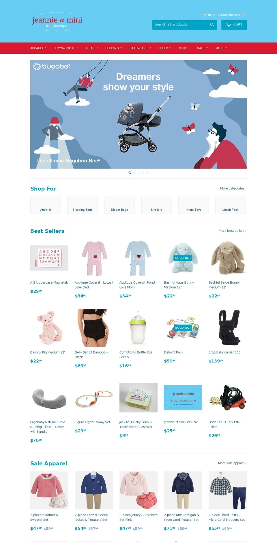 jeannienmini.com shopify website screenshot