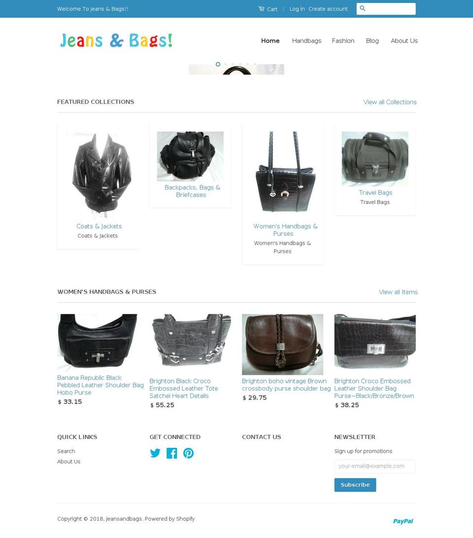 jeansandbags.com — Shopify storefront screenshot