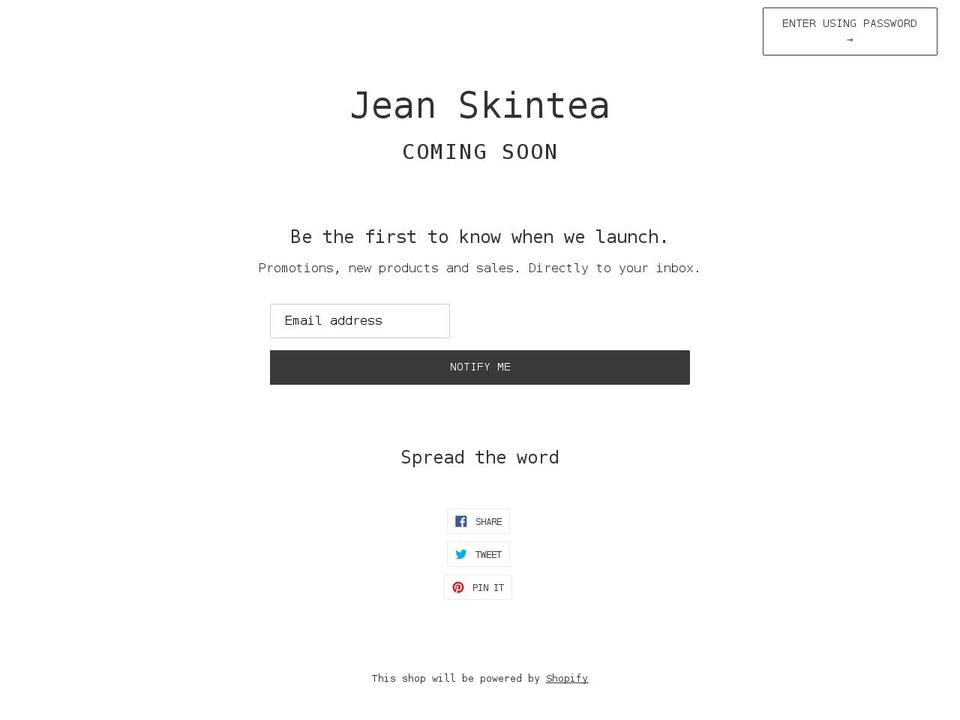 jeanskintea.com shopify website screenshot