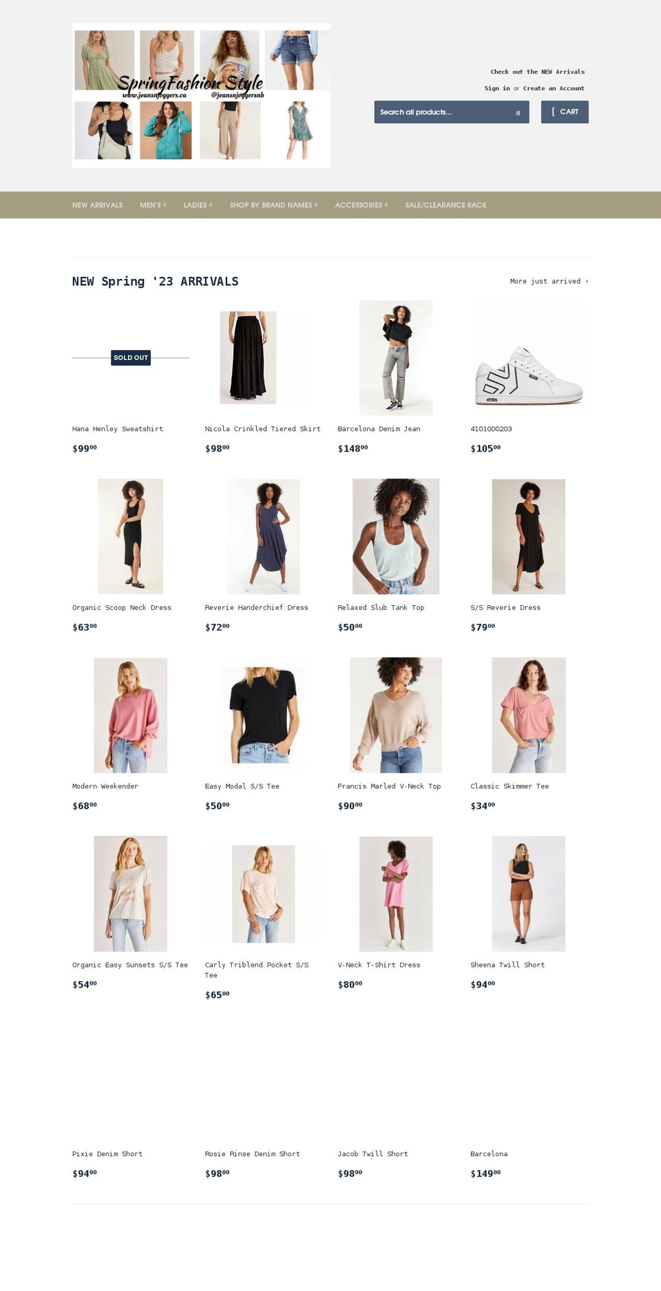 jeansnjoggers.ca shopify website screenshot