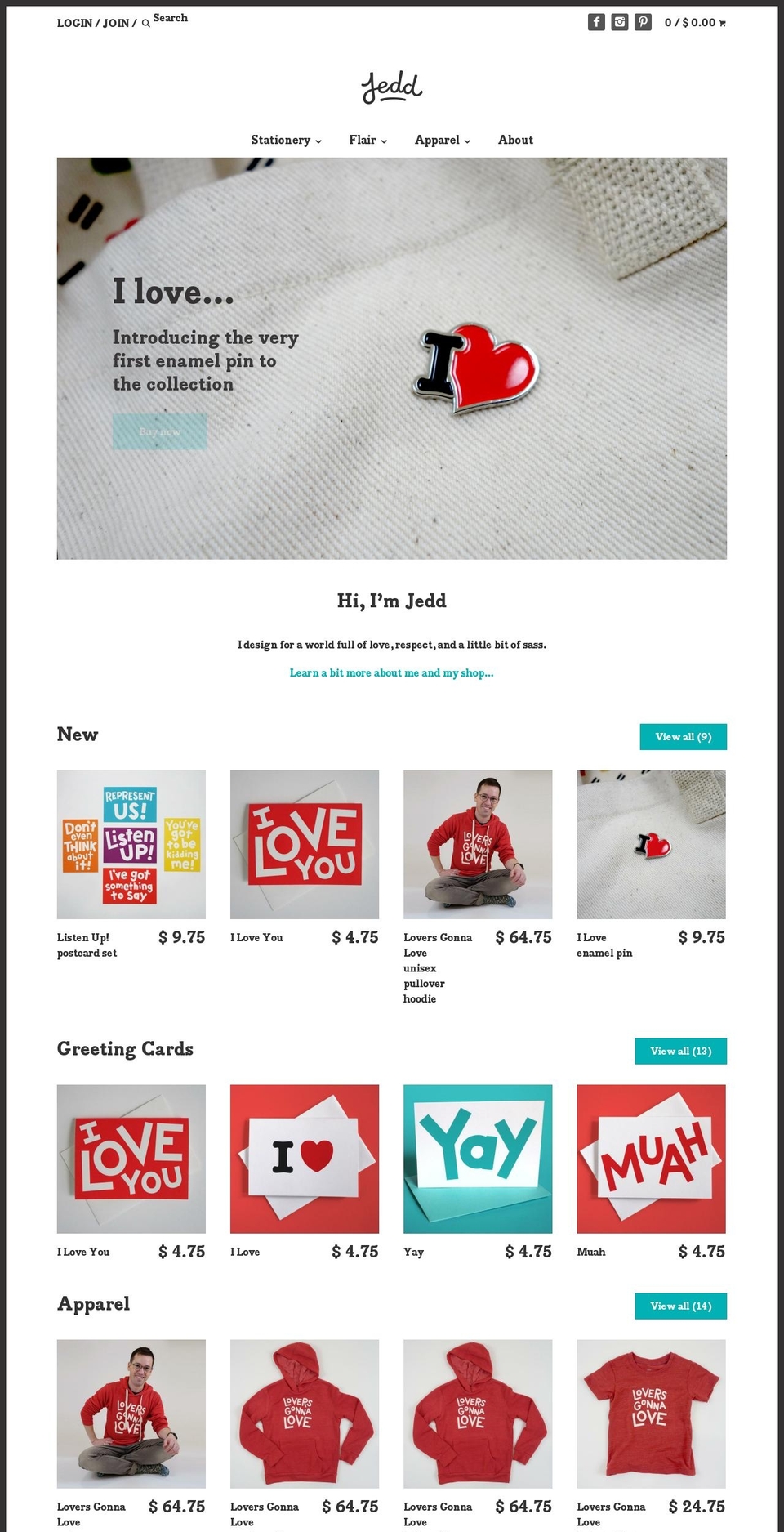 Shapes Shopify theme site example jedd.co