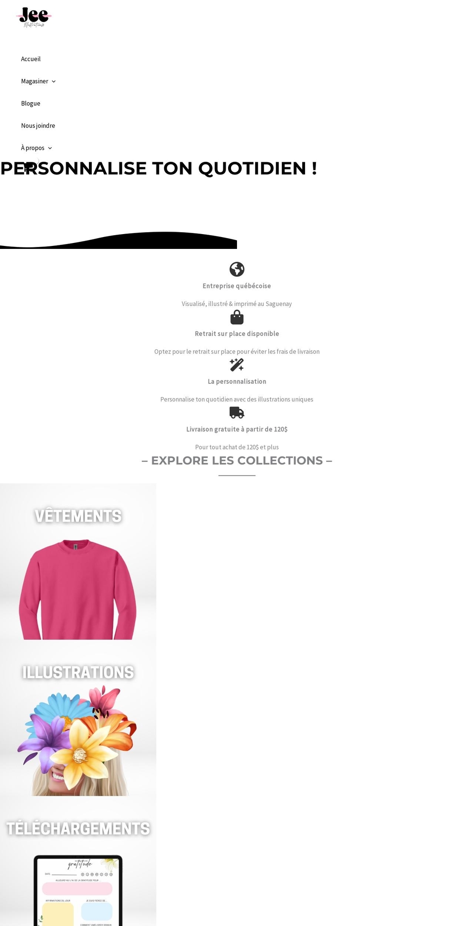 jeeillustrationss.com shopify website screenshot