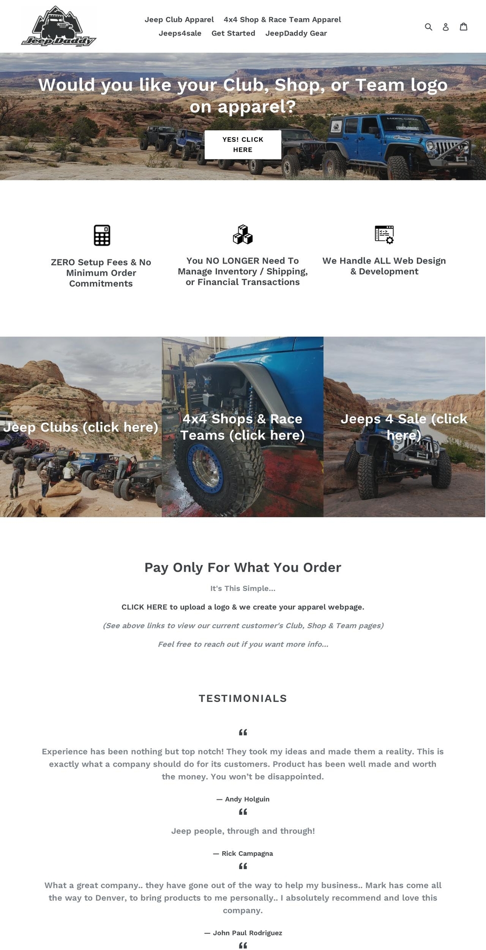 jeepdaddyinc.com — Shopify storefront screenshot