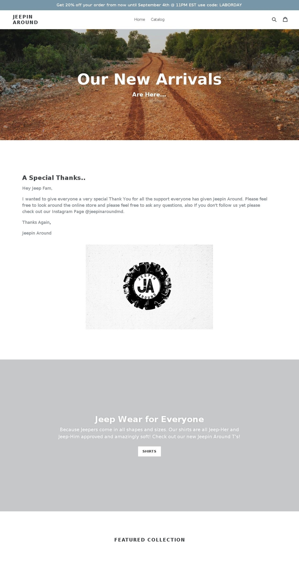 jeepinaround.com — Shopify storefront screenshot