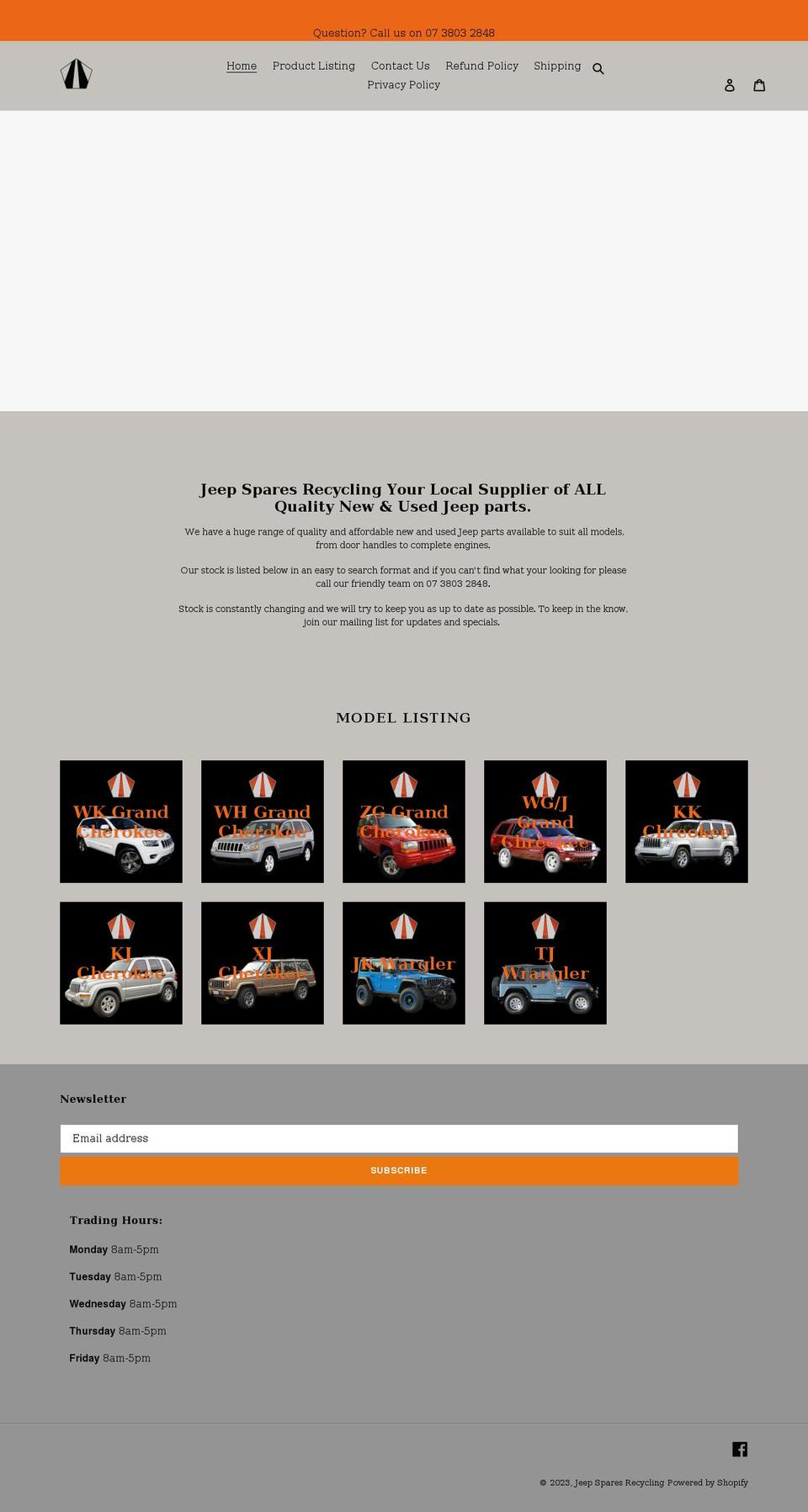 jeepsparesrecycling.com.au shopify website screenshot