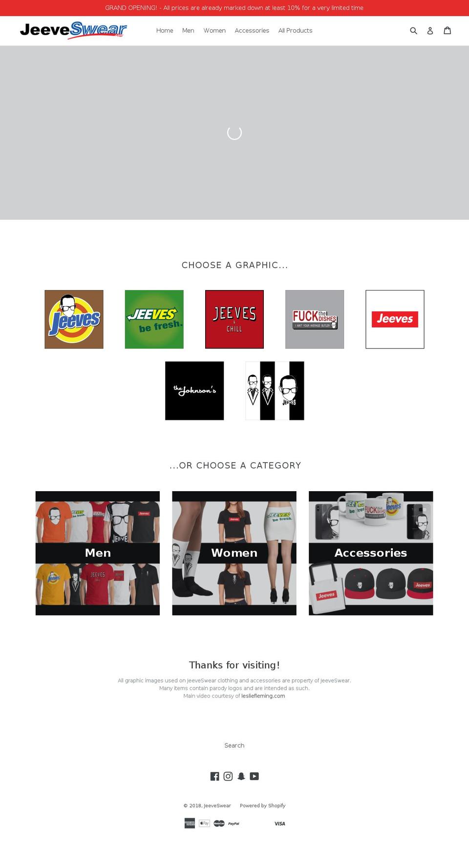 jeeveswear.com — Shopify storefront screenshot