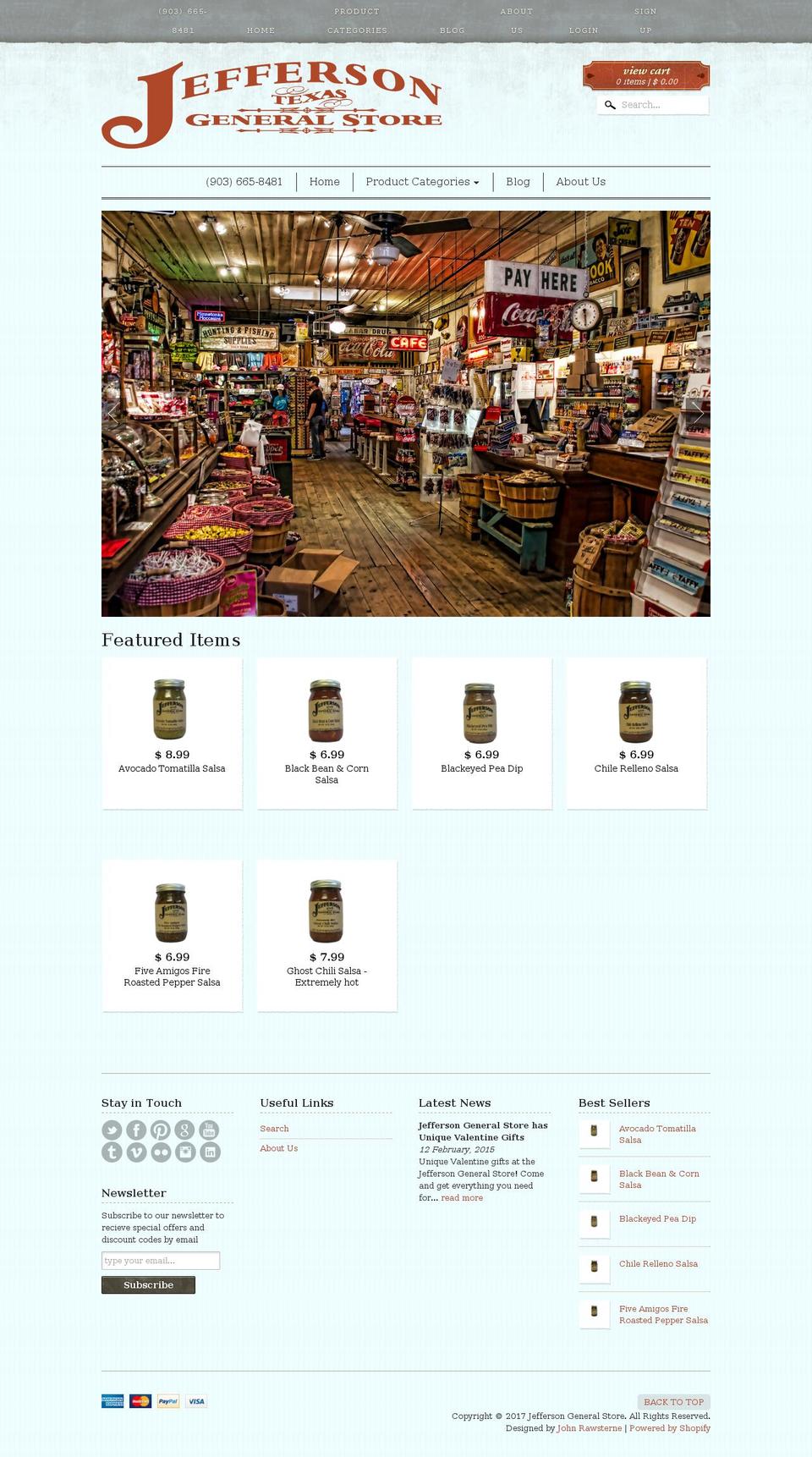 jeffersongeneralstore.com shopify website screenshot