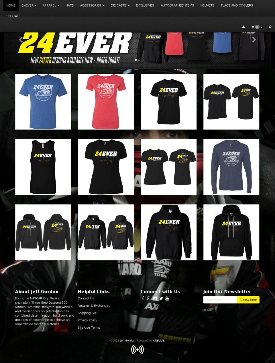jeffgordonstore.com — Shopify storefront screenshot